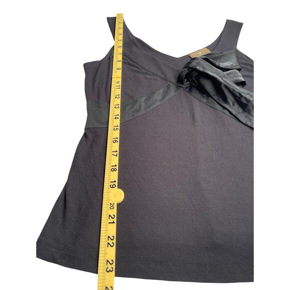 Fenn Wright Manson Black Sleeveless Top with Satin Tie Front Bow - Size XS / S - Picture 7 of 8